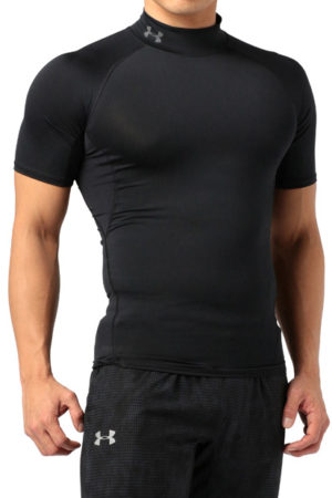 UA HG ARMOUR SS SHIRTS MOCK  (BLACK)