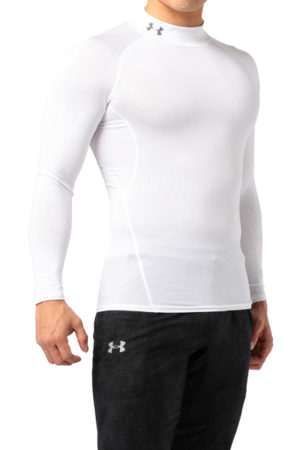 UA HG ARMOUR LS SHIRT MOCK (WHITE)